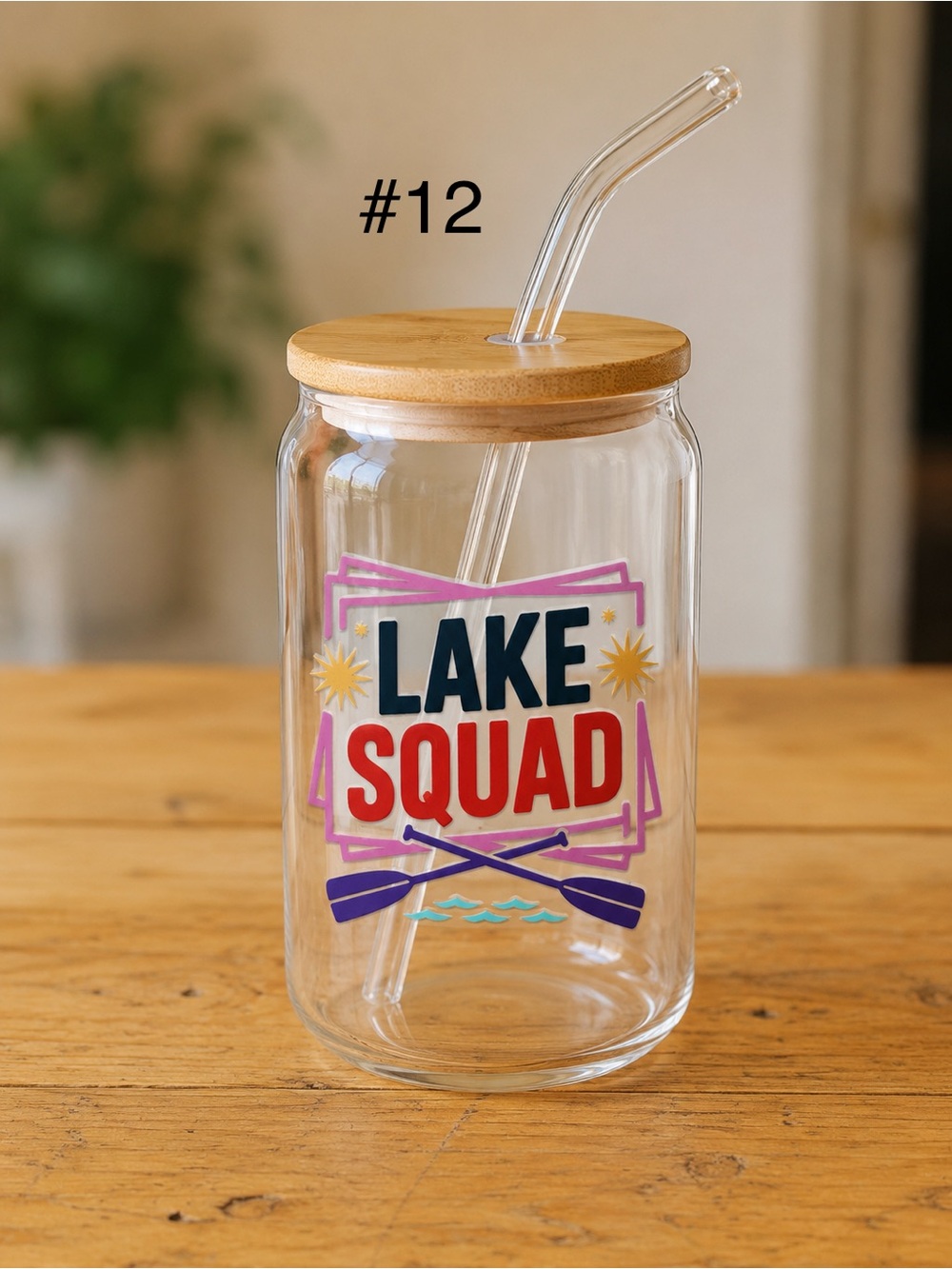 *Buy now lake life/boaters 16 ounce glass tumbler with bamboo lid and straw - Picture 12 of 13